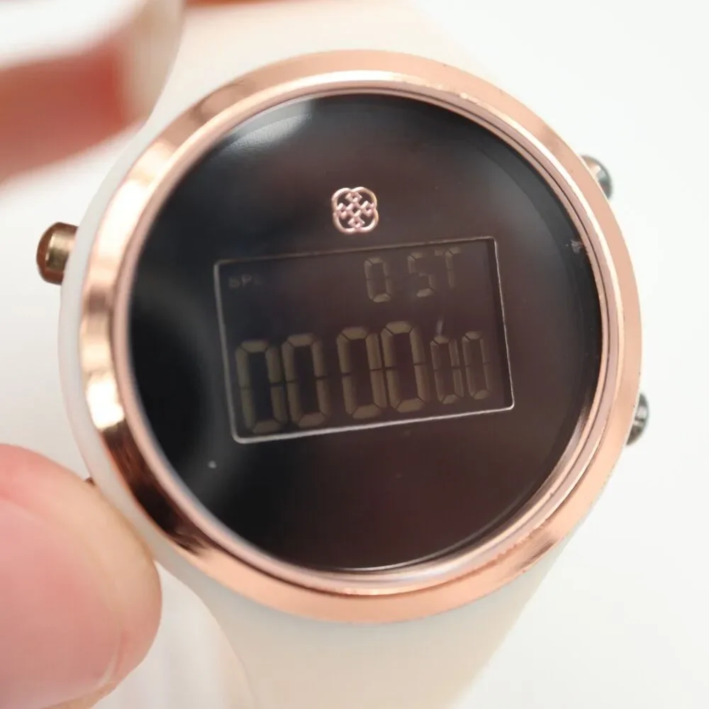 Daisy Fuentes Womens Digital Watch 38mm Alarm Chrono White Silicone New Battery
